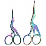 Acronde 2PCS Vintage Stork Shape Sewing Scissors Stainless Steel Tailor Scissors Sharp Sewing Shears for Embroidery, Sewing, Craft, Art Work & Everyday Use (Gold)