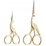 Acronde 2PCS Vintage Stork Shape Sewing Scissors Stainless Steel Tailor Scissors Sharp Sewing Shears for Embroidery, Sewing, Craft, Art Work & Everyday Use (Gold)