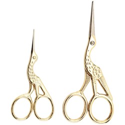 Acronde 2PCS Vintage Stork Shape Sewing Scissors Stainless Steel Tailor Scissors Sharp Sewing Shears for Embroidery, Sewing, Craft, Art Work & Everyday Use (Gold)